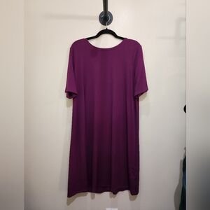 Eileen Fisher Currant Wine Berry Swing Midi Dress Viscose size M Jersey